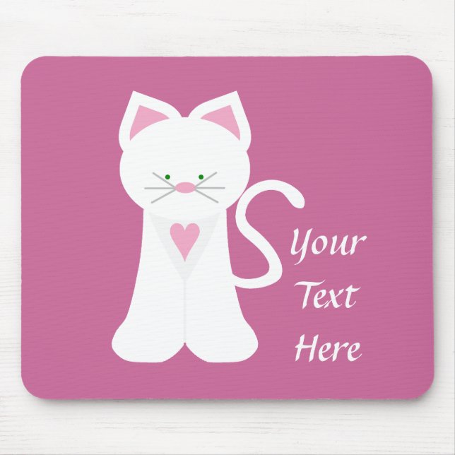 White Cat (customisable) Mouse Pad (Front)