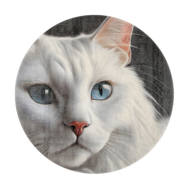 White Cat Cutting Board (Front)