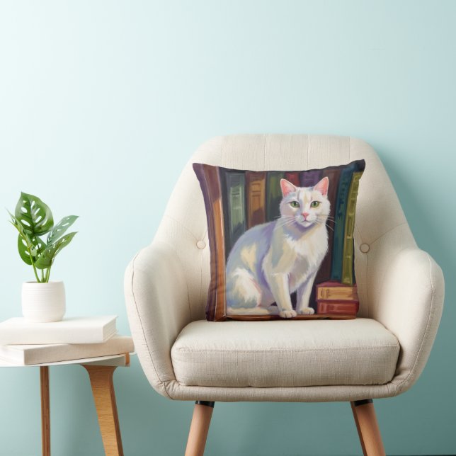 White Cat Drawing Cushion (Chair)