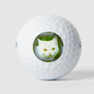 white cat face golf balls