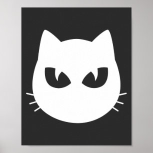 white cat face poster