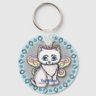 White Cat Fairy Key Ring