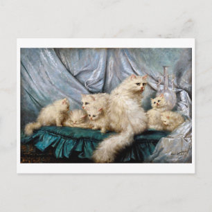White Cat Family, Carl Kahler Postcard