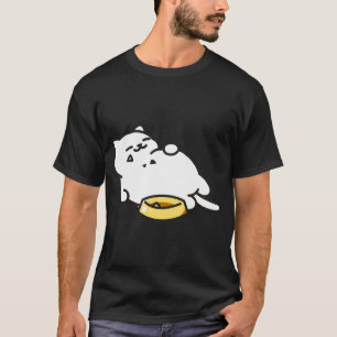 White Cat Full of Food T-Shirt