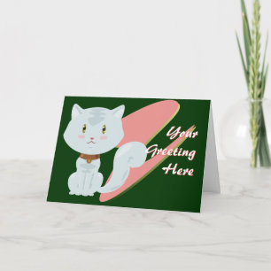White Cat Greeting Card
