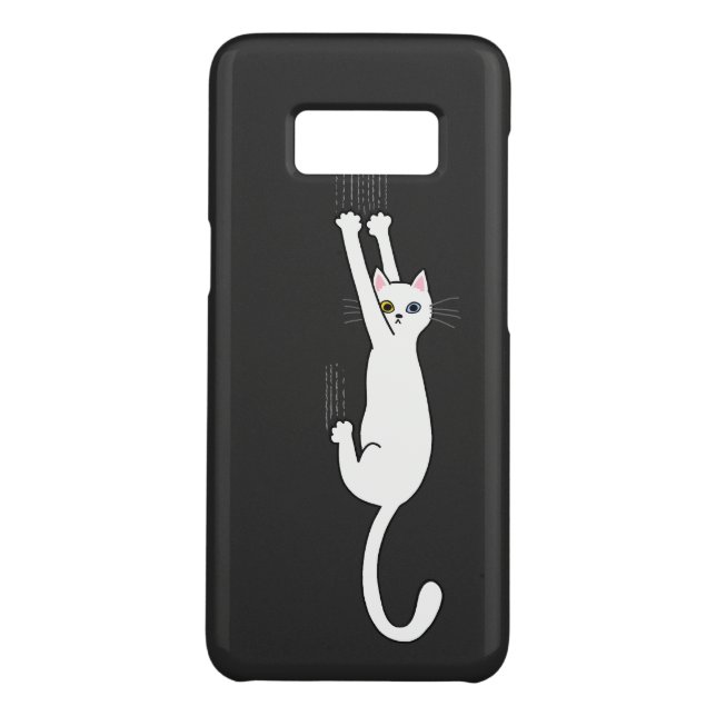 White Cat Holding On With Claws Funny Case-Mate Samsung Galaxy Case (Back)