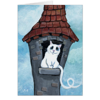 White Cat in a Fairy Tale Tower  Card