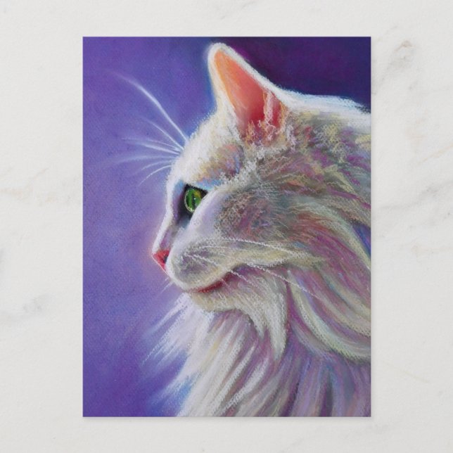 White Cat in Profile Postcard (Front)