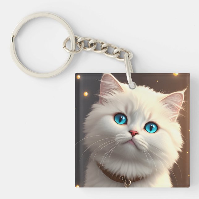 White Cat Keychain (Front)