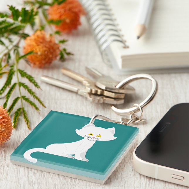 White Cat Keychain (Creator Uploaded)