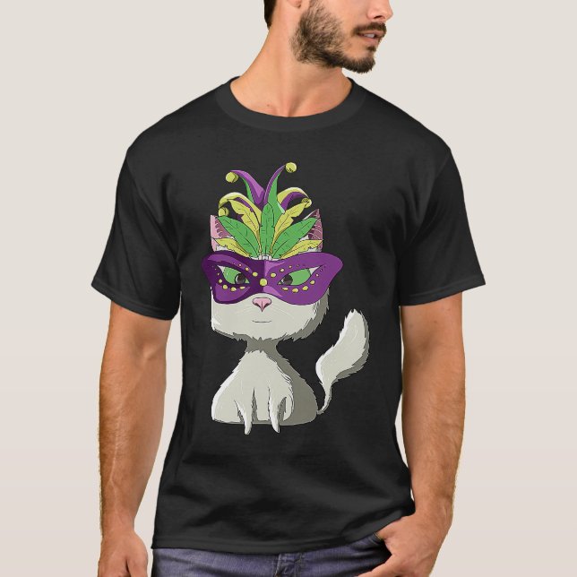 White Cat Mardi Gras T-Shirt (Front)