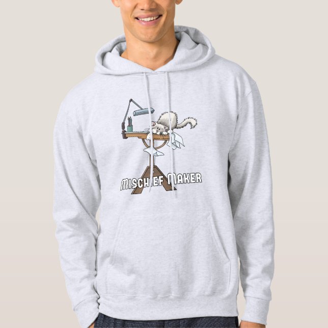 White Cat Mischief Maker  Hoodie (Front)