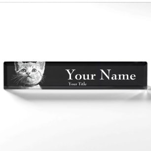 white cat nameplate