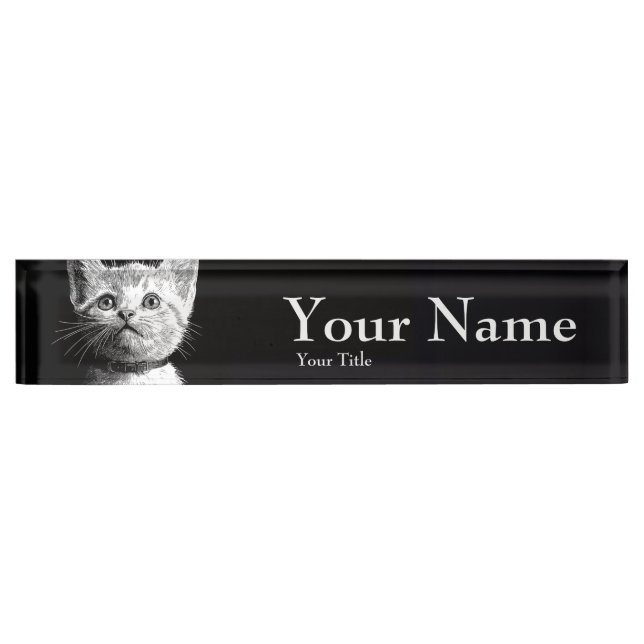 white cat nameplate (Front)