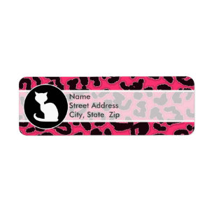 White Cat on Hot Pink Leopard Print
