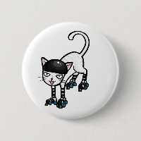 White cat on rollerskates