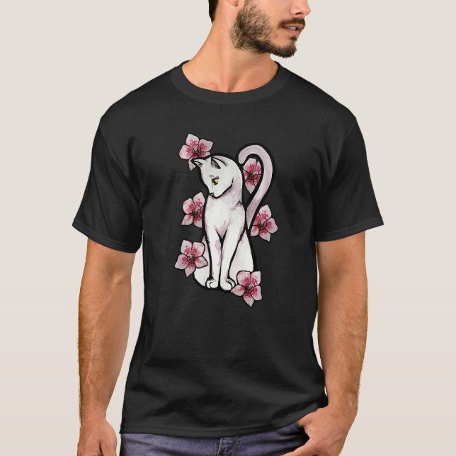 White Cat Orchids Flower T-Shirt (Front)