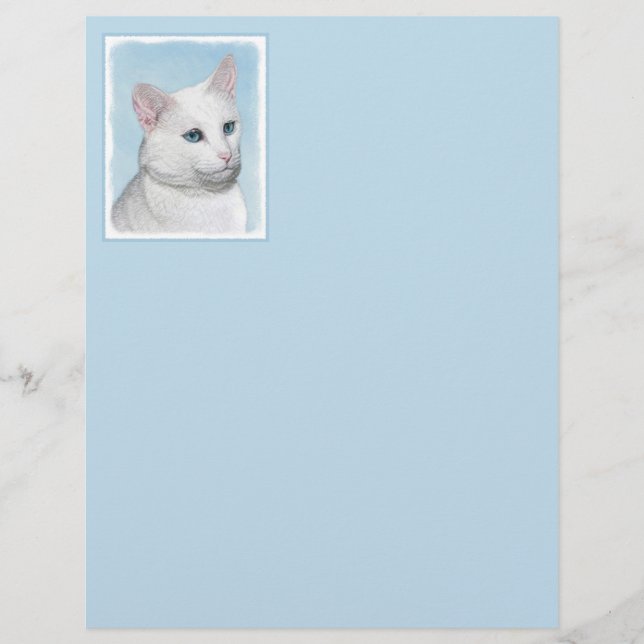 White Cat Painting - Cute Original Cat Art (Front)