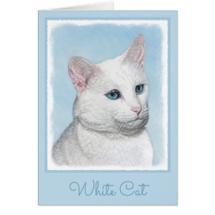 White Cat Painting - Cute Original Cat Art