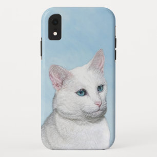 White Cat Painting - Cute Original Cat Art Case-Mate iPhone Case