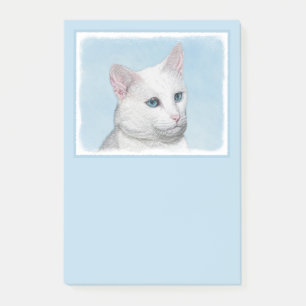 White Cat Painting - Cute Original Cat Art Post-it Notes