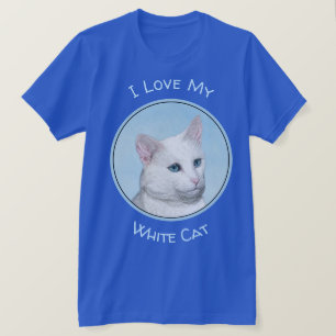 White Cat Painting - Cute Original Cat Art T-Shirt
