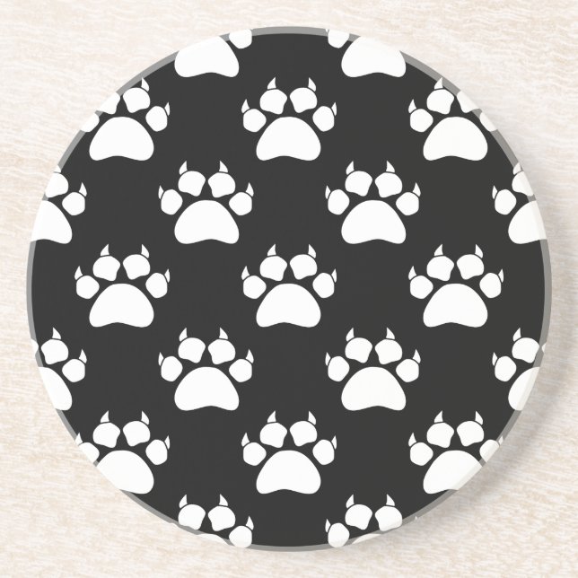 White Cat Paws And Claws Pattern Print Coaster (Front)