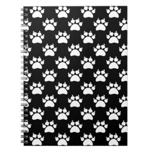 White Cat Paws And Claws Pattern Print Spiral Notebook