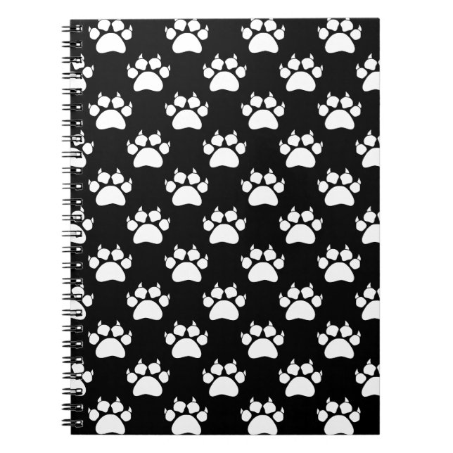 White Cat Paws And Claws Pattern Print Spiral Notebook (Front)