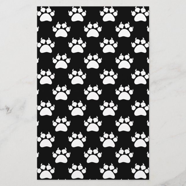 White Cat Paws And Claws Pattern Print Stationery (Front)