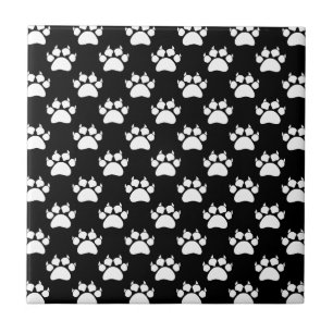 White Cat Paws And Claws Pattern Print Tile