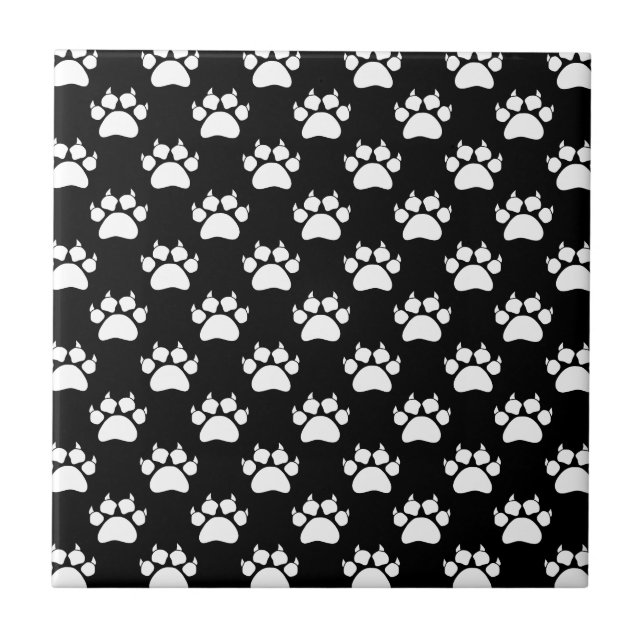 White Cat Paws And Claws Pattern Print Tile (Front)