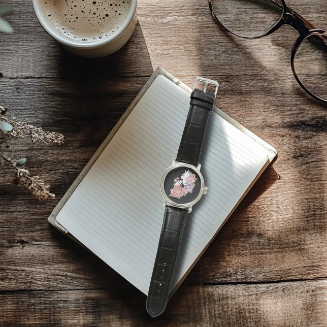 White Cat Peach Lavender Pink Roses Watch (Creator Uploaded)