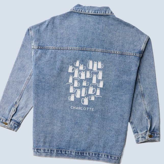White Cat Personalised Denim Jacket (Creator Uploaded)