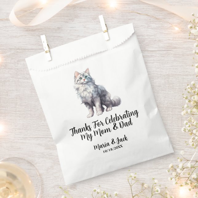 White Cat Pet Wedding Full Colour  Favour Bags (Clipped)
