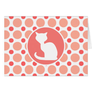 White Cat; Pink & Coral Polka Dots