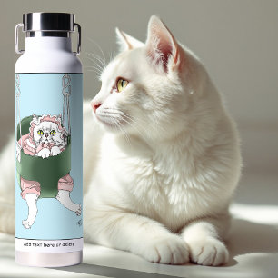 White Cat Pink Dress Funny Swing Water Bottle