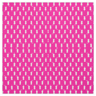 White Cat Polka Dot Pattern Isolated on Fucshia Fabric