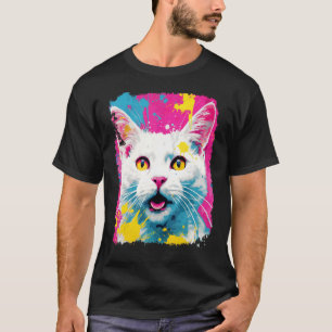 White Cat Pop Art T-Shirt