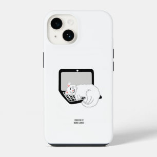 White Cat Sleeping On Laptop Apple iPhone 14 Case