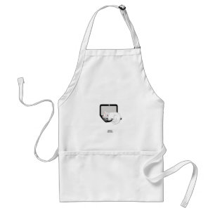 White Cat Sleeping On Laptop Apron