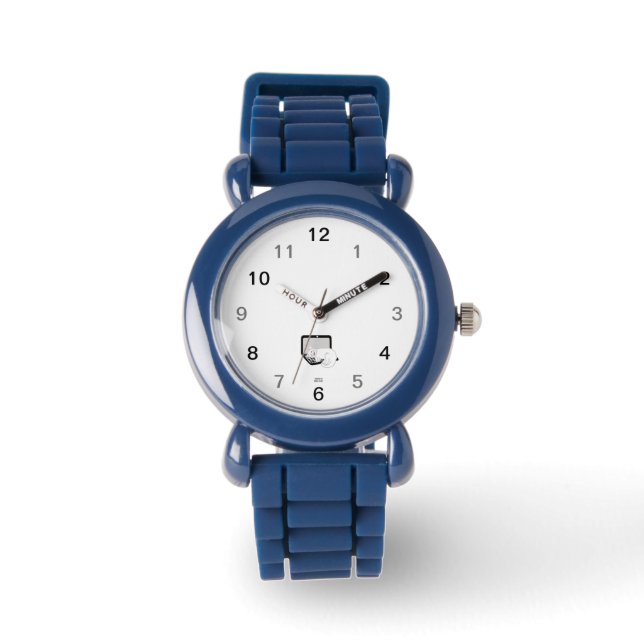 White Cat Sleeping On Laptop Blue Silicone Watch (Front)