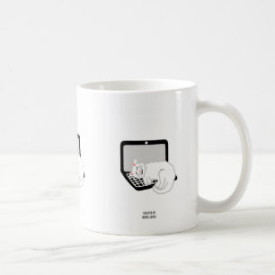 White Cat Sleeping On Laptop Coffee Mug