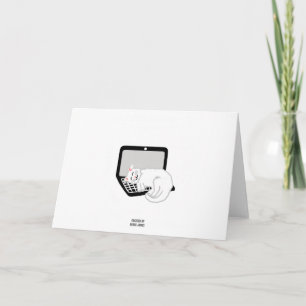 White Cat Sleeping On Laptop Greeting Card