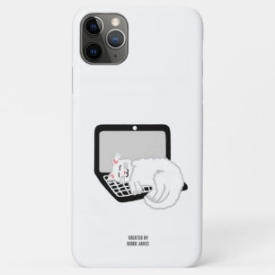 White Cat Sleeping On Laptop iPhone 11 Pro Max Case-Mate iPhone Case