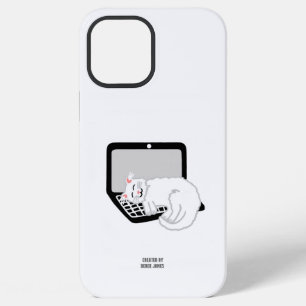 White Cat Sleeping On Laptop iPhone 12 Pro Max Case