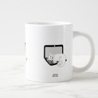 White Cat Sleeping On Laptop Jumbo Mug