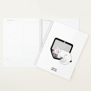White Cat Sleeping On Laptop Standard Planner