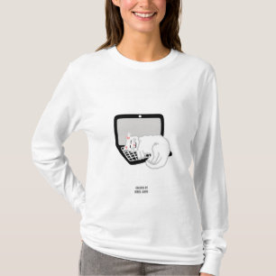 White Cat Sleeping On Laptop Women's Shirt