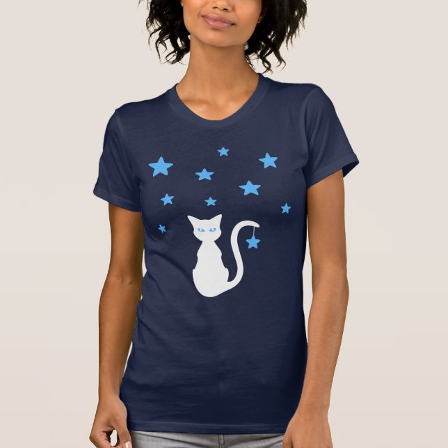 White Cat Stars T-Shirt (Front)